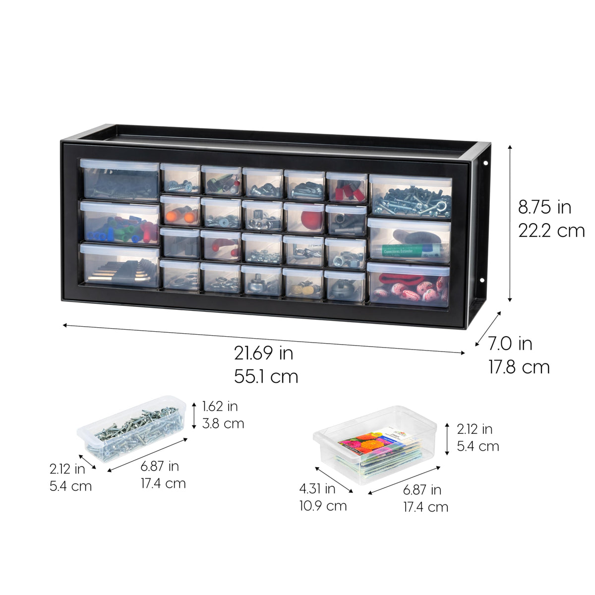IRIS USA 26-drawer toolbox with open drawers for quick access.