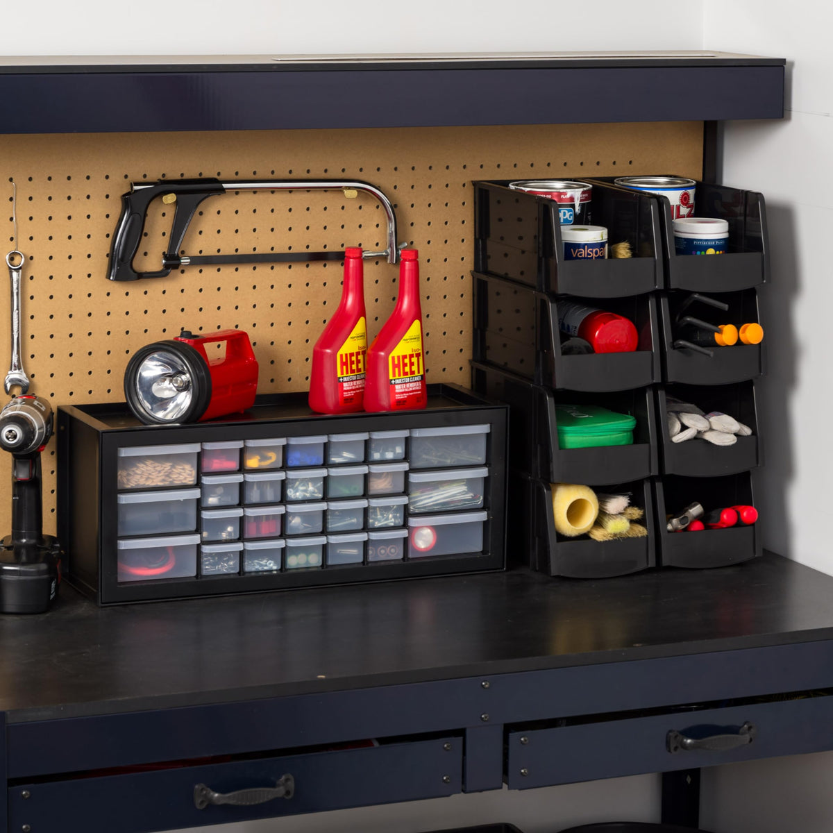 IRIS USA toolbox stacked cabinets illustrating vertical storage efficiency.