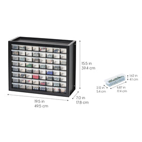 IRIS USA 64-drawer organizer drawer close-up demonstrates smooth-glide drawers.