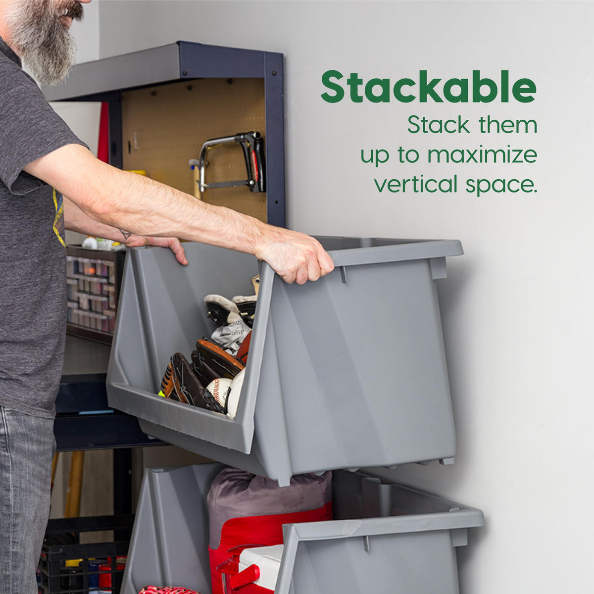 IRIS USA nesting storage bin for compact off-season organization.