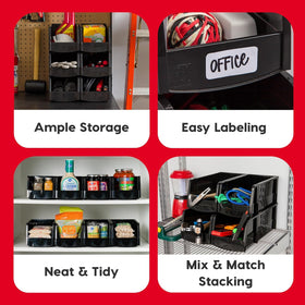 IRIS USA open-front bin shows contents at a glance and speeds retrieval.
