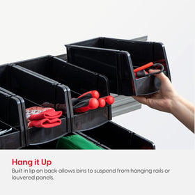 IRIS USA stackable bin fits pantry, closet, and craft room setups.