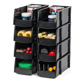 IRIS USA large stackable storage bin open-front view showing accessible storage