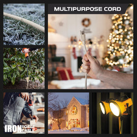 Iron Forge Cable 13A capacity suitable for outdoor appliances and lighting.