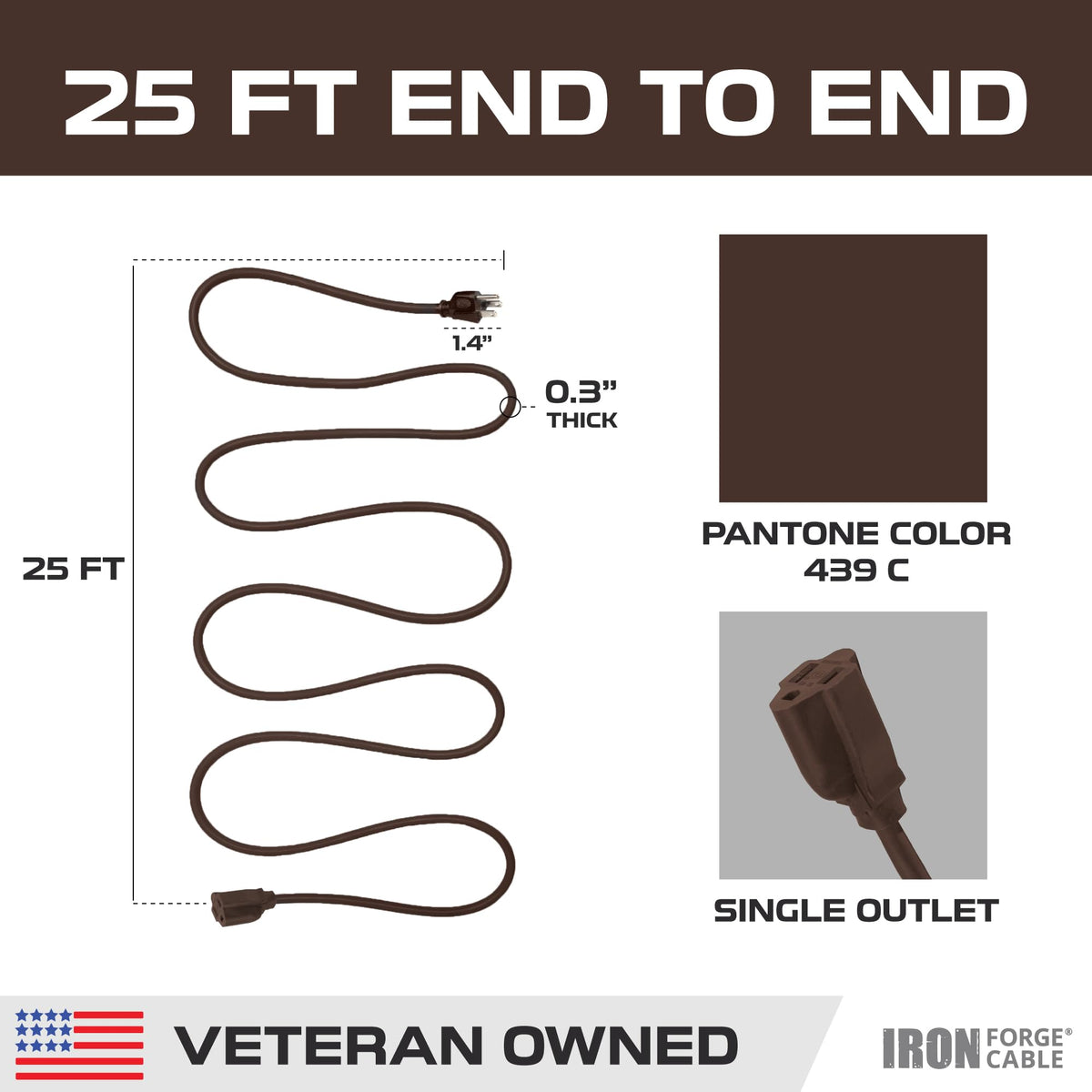 Iron Forge Cable extension cord suitable for indoor and outdoor setups.