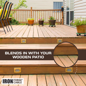 Iron Forge Cable extension cord showing corrosion-resistant nickel blades.