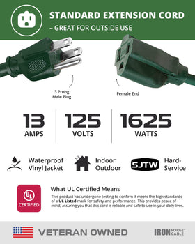 Iron Forge Cable nickel-coated prongs detail ensures durable connections outdoors.