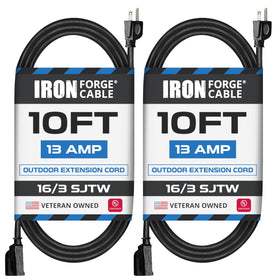 Iron Forge Cable two-pack 10ft extension cord for versatile indoor and outdoor power needs.