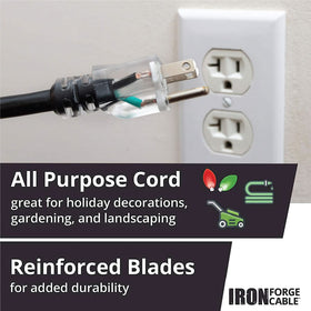 Iron Forge Cable UL-listed 125V cord supports high wattage devices safely.