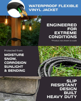 Iron Forge Cable UL-certified 15-foot extension cord for reliable power expansion.