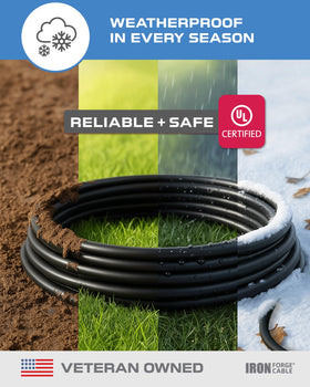 Iron Forge Cable weatherproof 50 ft cord withstands moisture and sun exposure