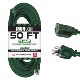 Iron Forge Cable weatherproof 50 ft extension cord for outdoor lighting and landscaping.