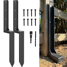 IRONBABE fence post repair kit stake stabilizing a leaning 4x4 post for a tidy garden.