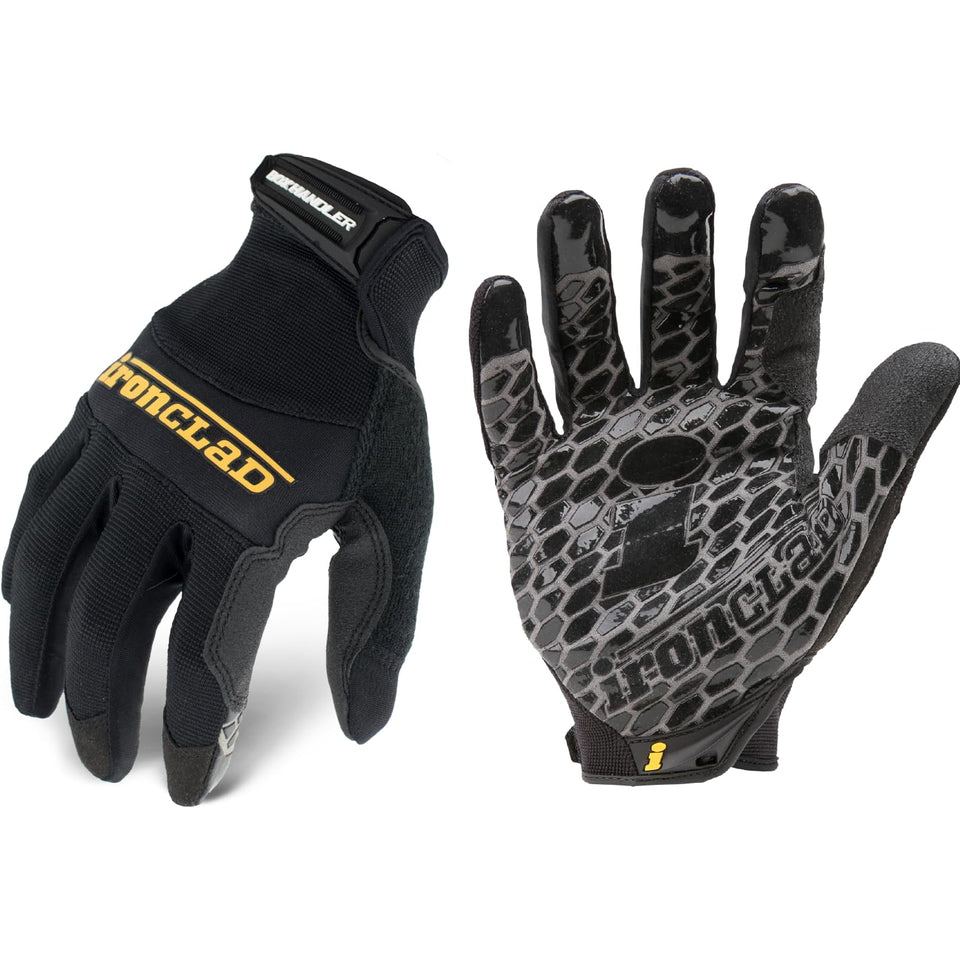 Ironclad BHG-04-L glove with silicon fused palm for superior grip during heavy box handling.