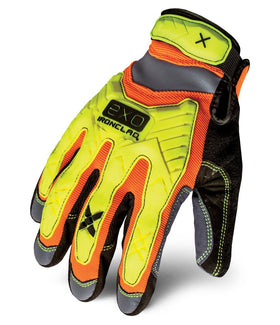 Ironclad EXO Hi-Viz ImpactLarge glove back view showing knuckle protection and visibility.