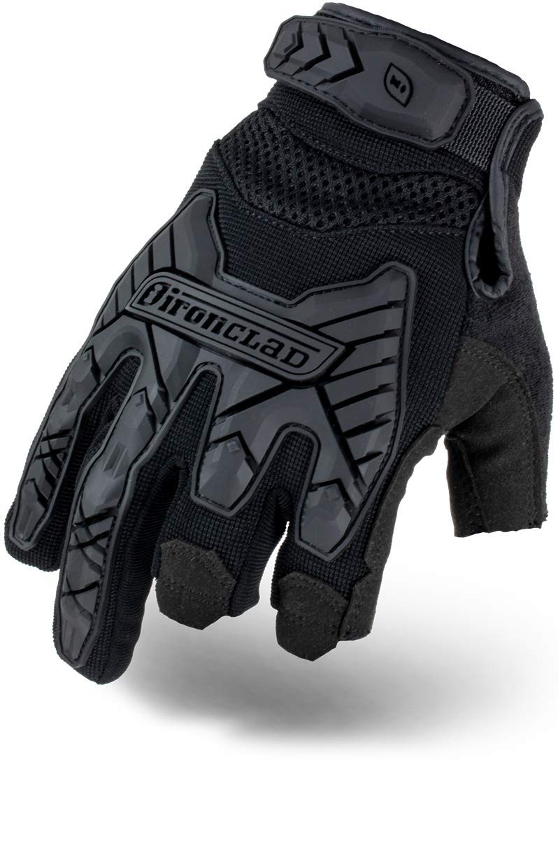 Ironclad Tactical Framer Impact Black front view highlighting open finger dexterity.
