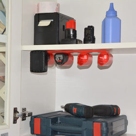 Easy access battery holder with no-buckle design for quick swaps.