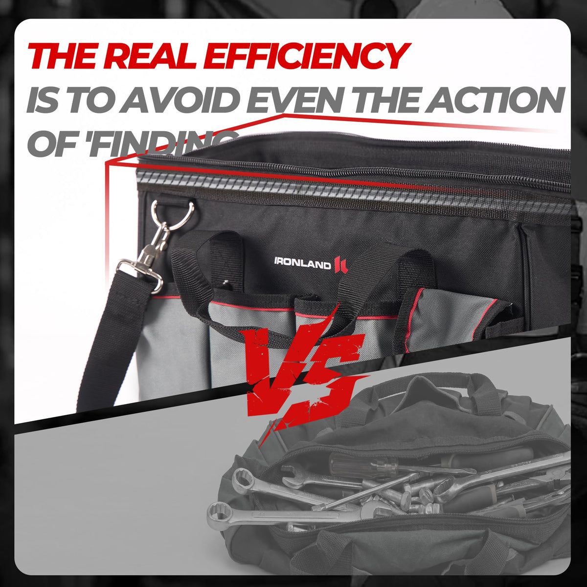 IRONLAND toolbag dual-carry options for handle or shoulder strap.
