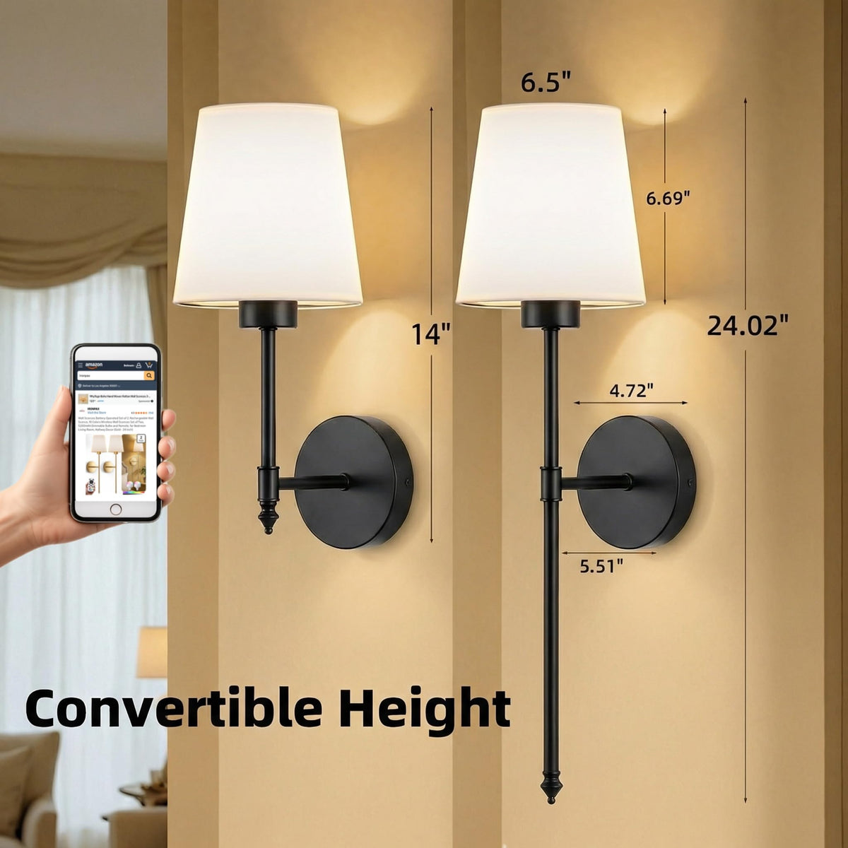 IRONPAX wall sconce with remote-control for easy dimming from across the room