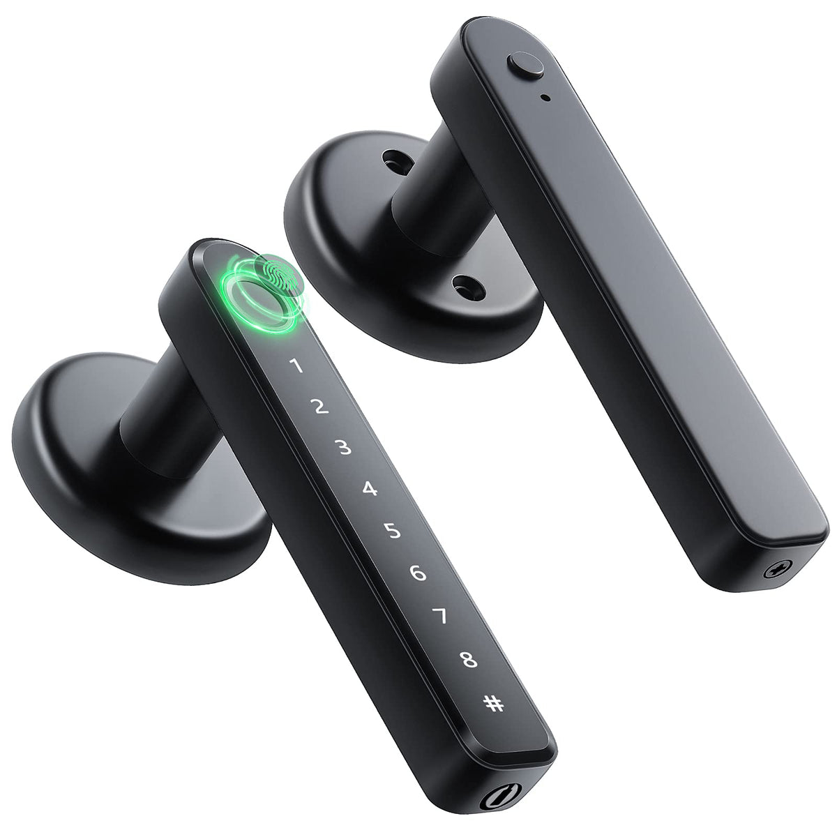 IRONZON 191F front-view fingerprint door handle for secure access and modern design.