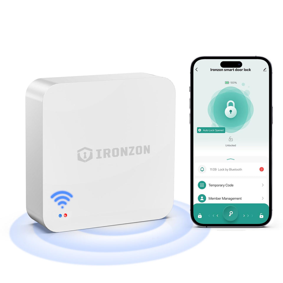 IRONZON Tuya Gateway front view, compact hub for reliable smart lock control