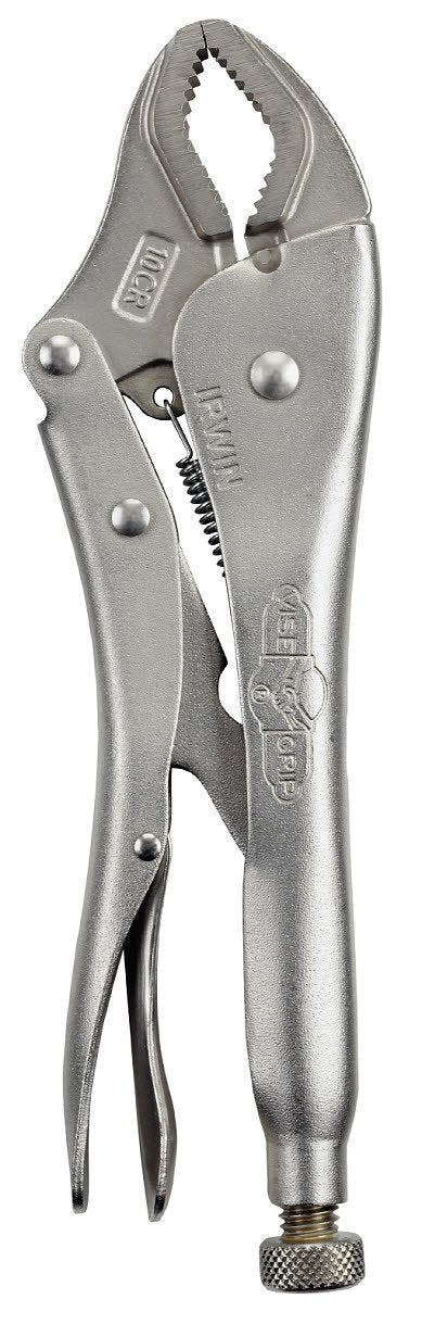 IRWIN curved jaw locking pliers in action delivering secure grip on round pipes