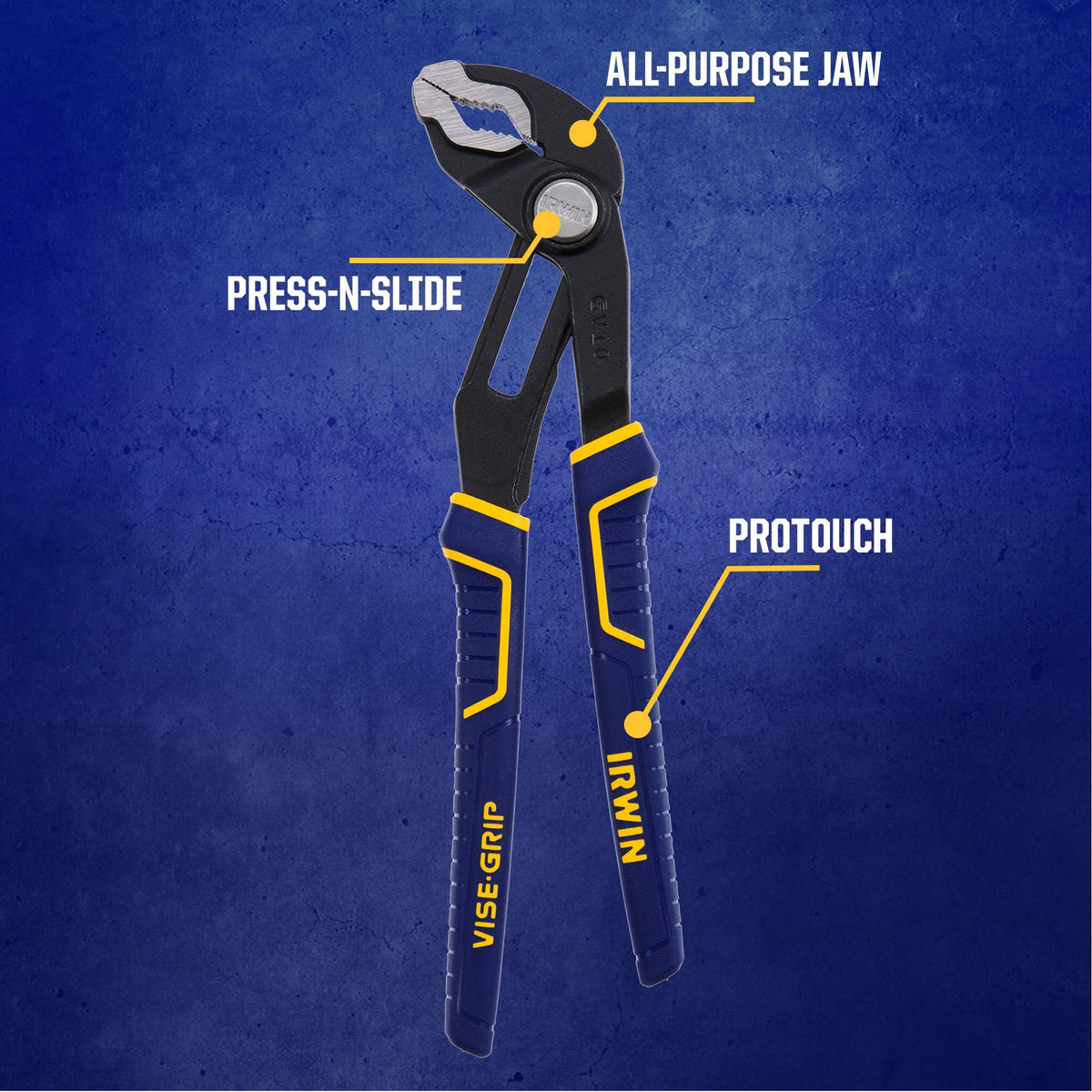 IRWIN GrooveLock 12-inch pliers ready for large fasteners and tough jobs
