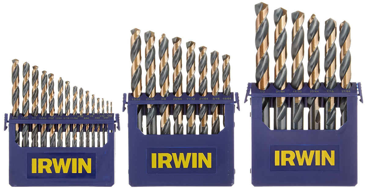 IRWIN high-speed steel drill bits with 135-degree split-point for precise starting holes.