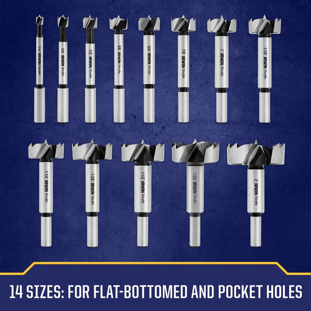 Reduced shank on IRWIN Marples Forstner bit allows use in 3-8 inch drills