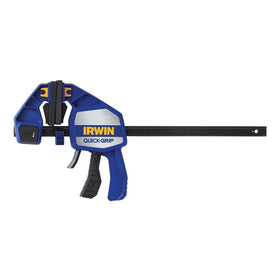 IRWIN Quick-Grip 12inch bar clamp front view showing one-handed operation and strong hold.