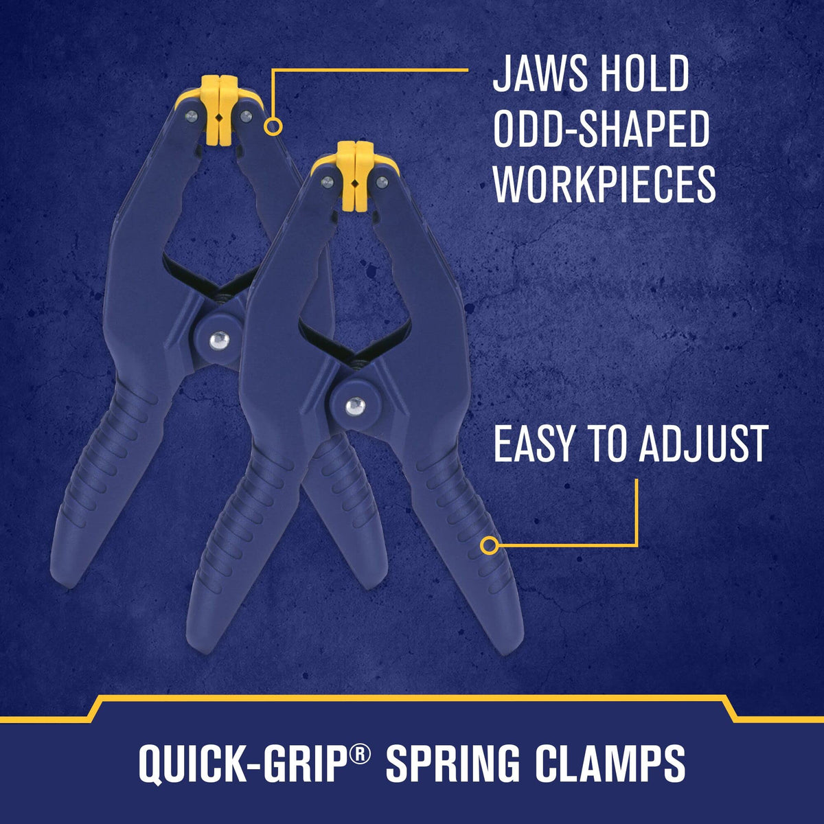 IRWIN Quick-Grip 6in clamps securing a small cabinet during assembly.