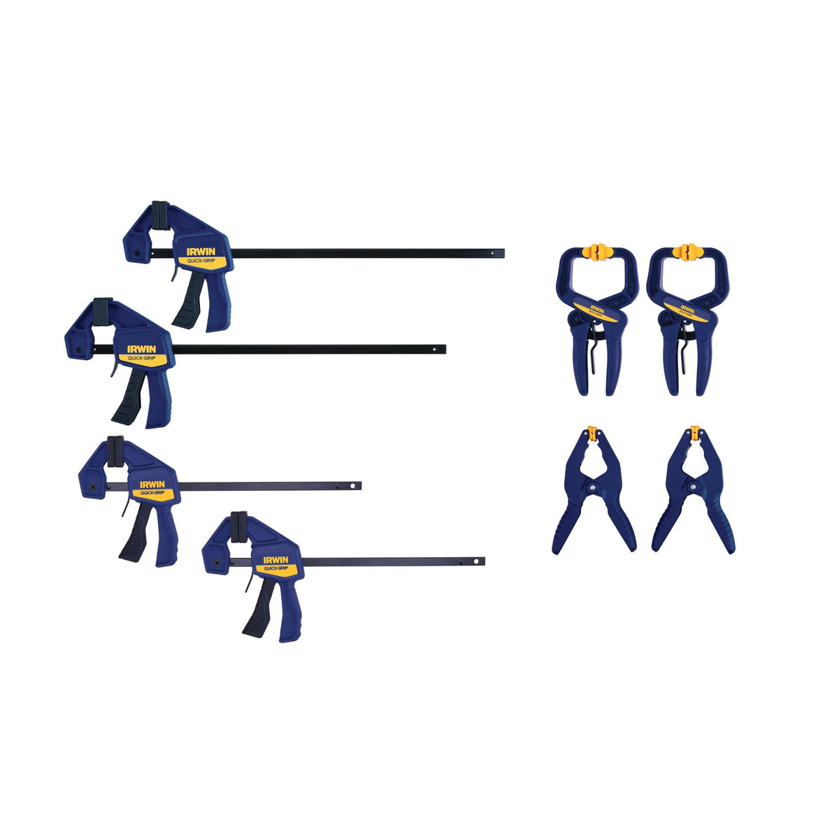 IRWIN Quick-Grip 6in clamps front view showing compact design for small projects.