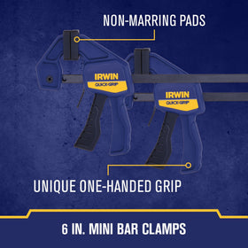 IRWIN Quick-Grip 6in clamps side profile highlights durable reinforced resin body.