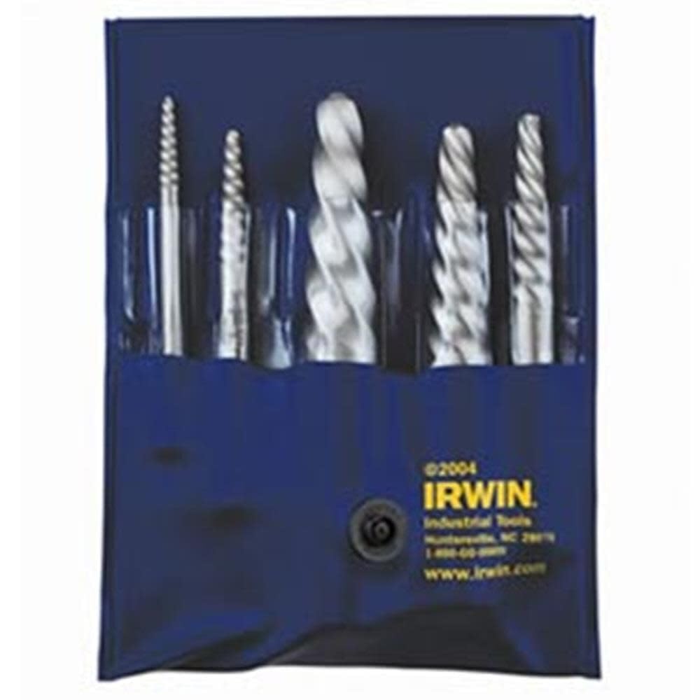 IRWIN spiral flute extractor embeds deeper into metal, increasing grip with rising resistance.