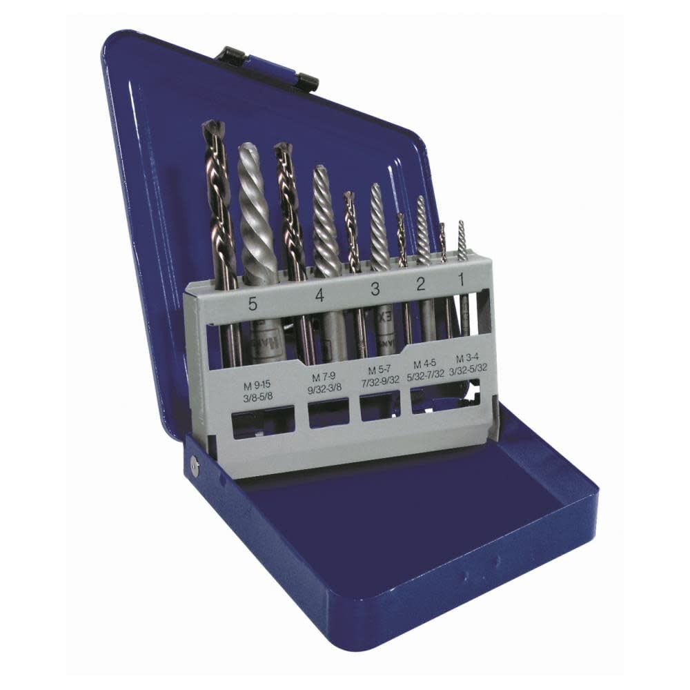 IRWIN screw extractor set with left-hand grip for tough fasteners