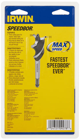 IRWIN Speedbor Max 1-inch spade bit for deep wood drilling