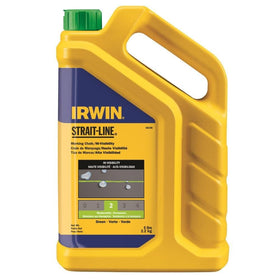 IRWIN Strait-Line marking chalk bottle shows fluorescent green for high visibility.