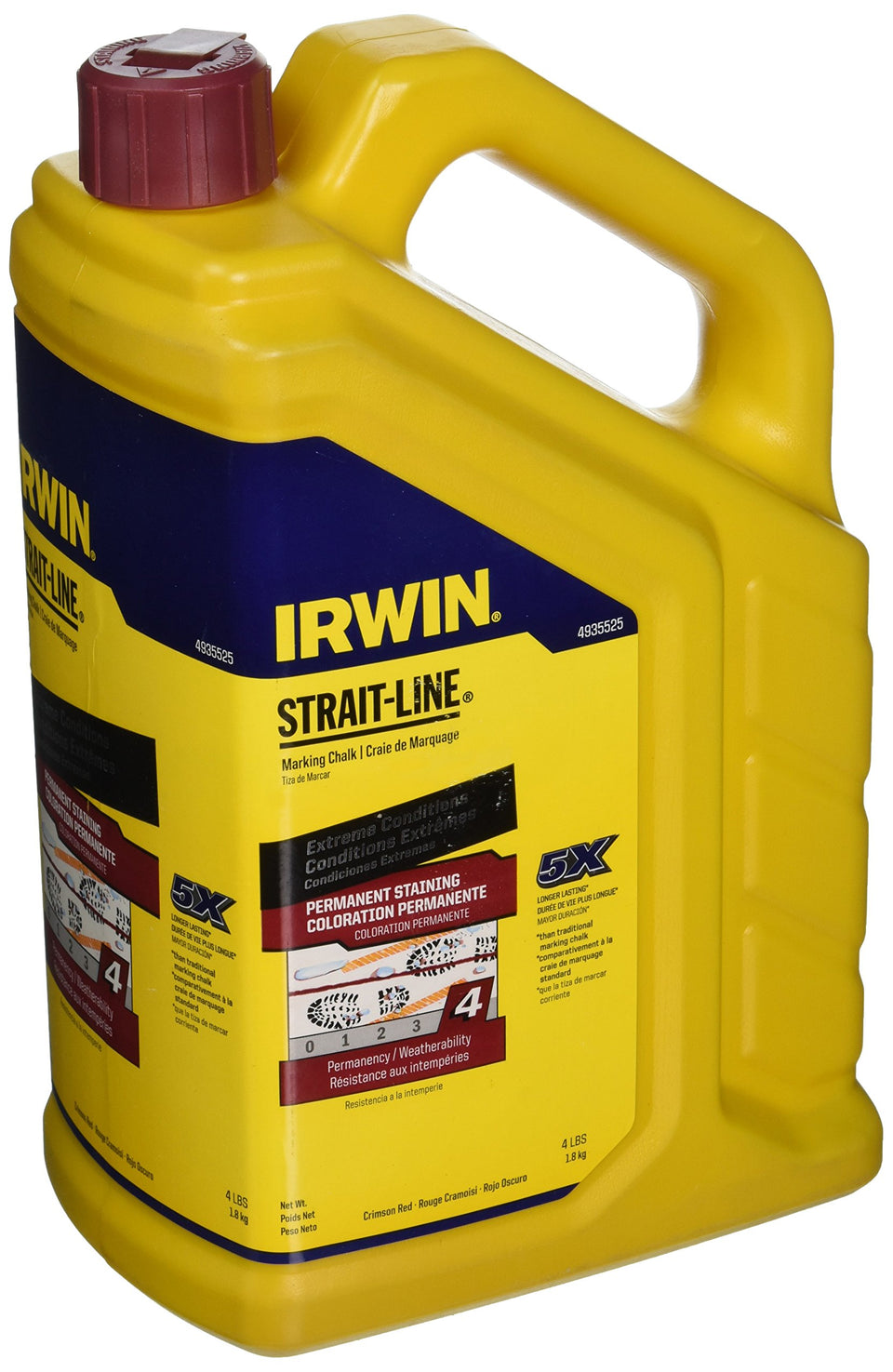 IRWIN STRAIT-LINE marking chalk bottle in crimson red for outdoor visibility