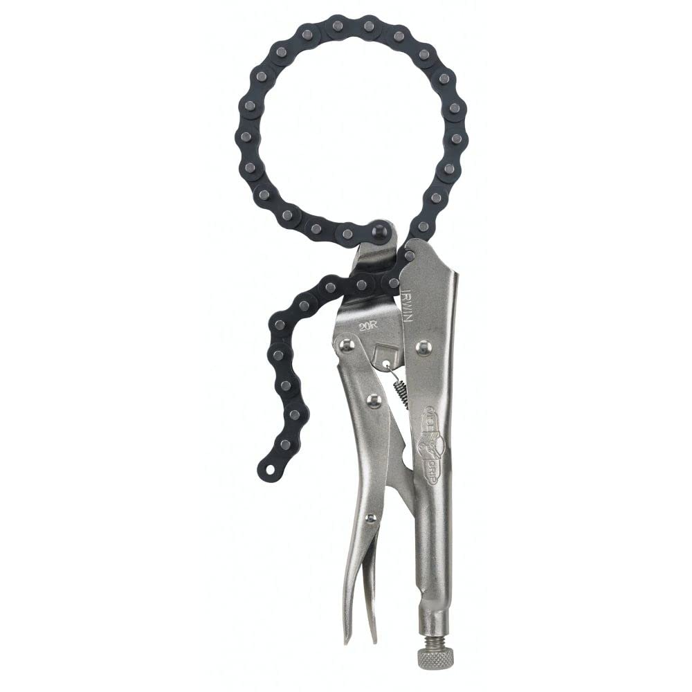 IRWIN VISE-GRIP 9-Inch Locking Chain Clamp grips irregular shapes securely.