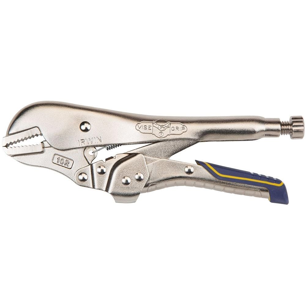 IRWIN VISE-GRIP locking pliers demonstrate hex-key turn screw for precise, repeatable pressure.