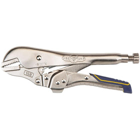 IRWIN VISE-GRIP locking pliers demonstrate hex-key turn screw for precise, repeatable pressure.