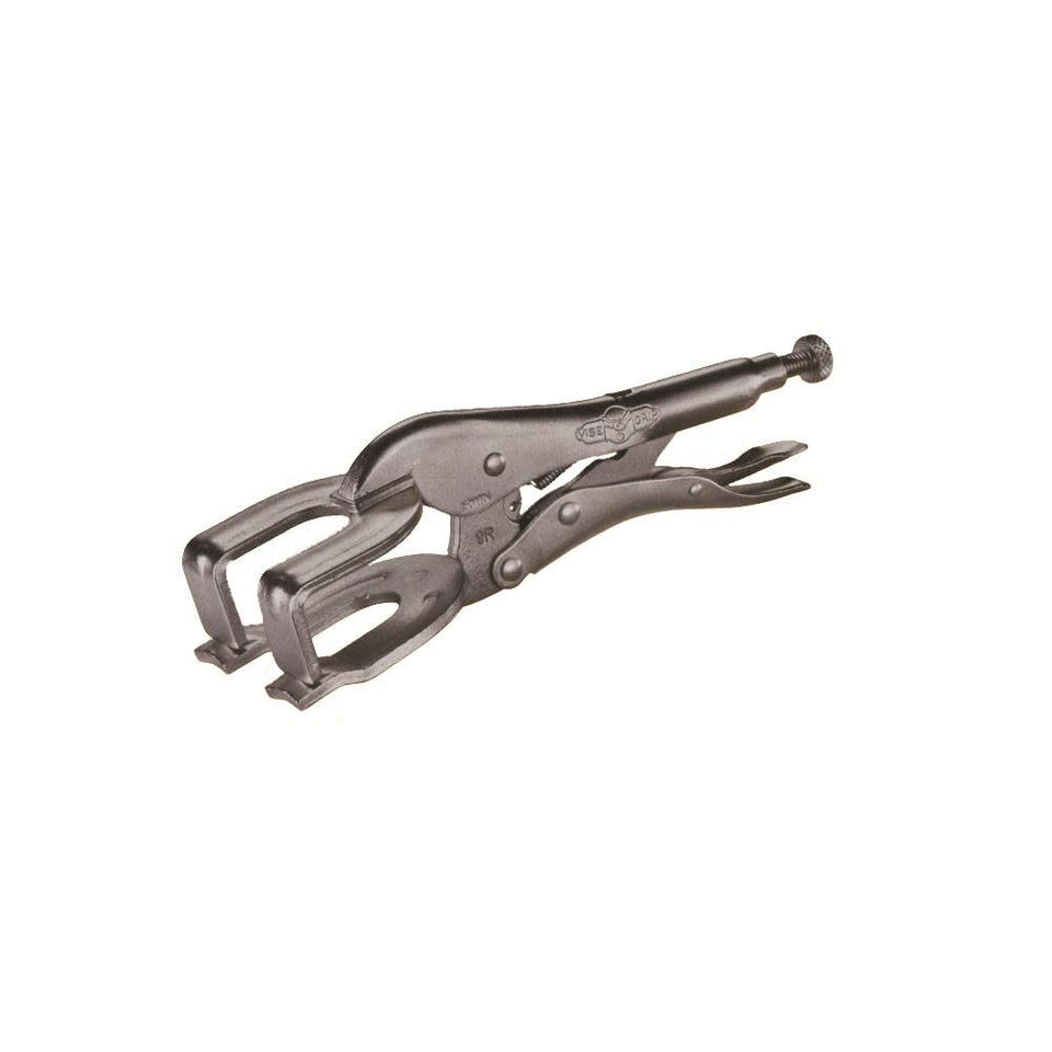 IRWIN VISE-GRIP welding clamp with U-shaped jaw for clear visibility and extra workspace.