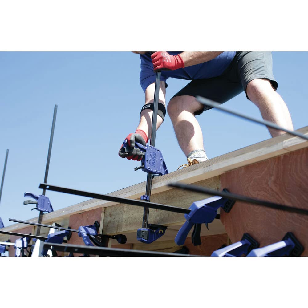 IRWIN Quick-Grip clamp demonstrates quick-change to spreader for versatile setups.