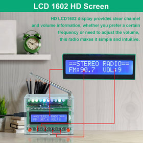 IS FM Radio Kit acrylic case view, protective transparent enclosure for components.