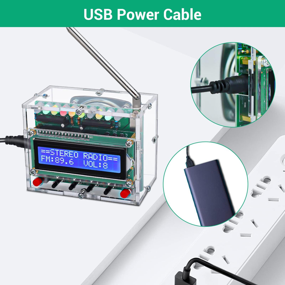 IS FM Radio Kit in-use view, ideal for back-to-school electronics projects.
