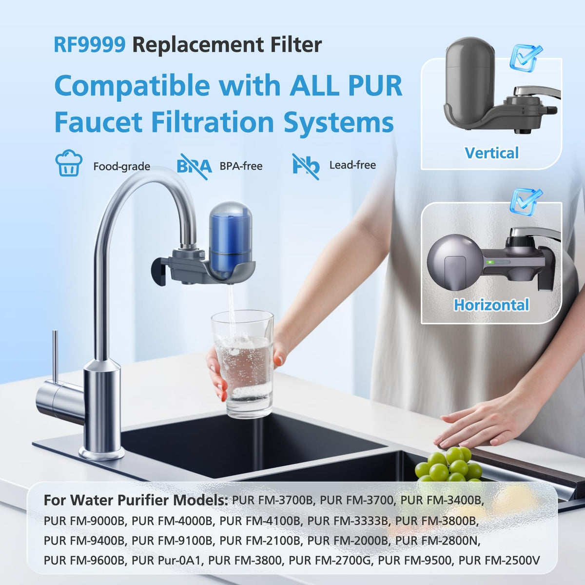 iSingo RF9999 cartridge installation in a PUR faucet filter.
