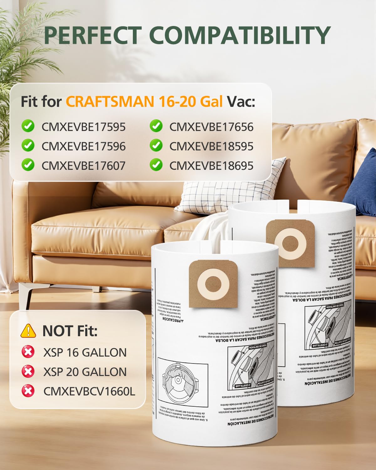 isinlive CMXZVBE38749 compatible with Craftsman 16-20 gallon shop vacs for cleanup.