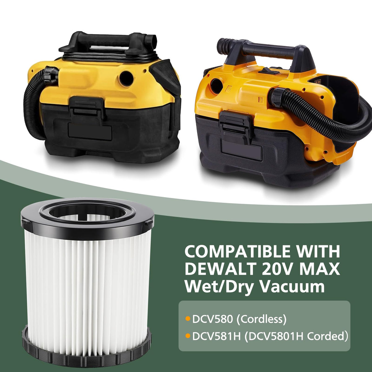 isinlive DCV581H HEPA filter close-up highlighting durable material for job-site use.