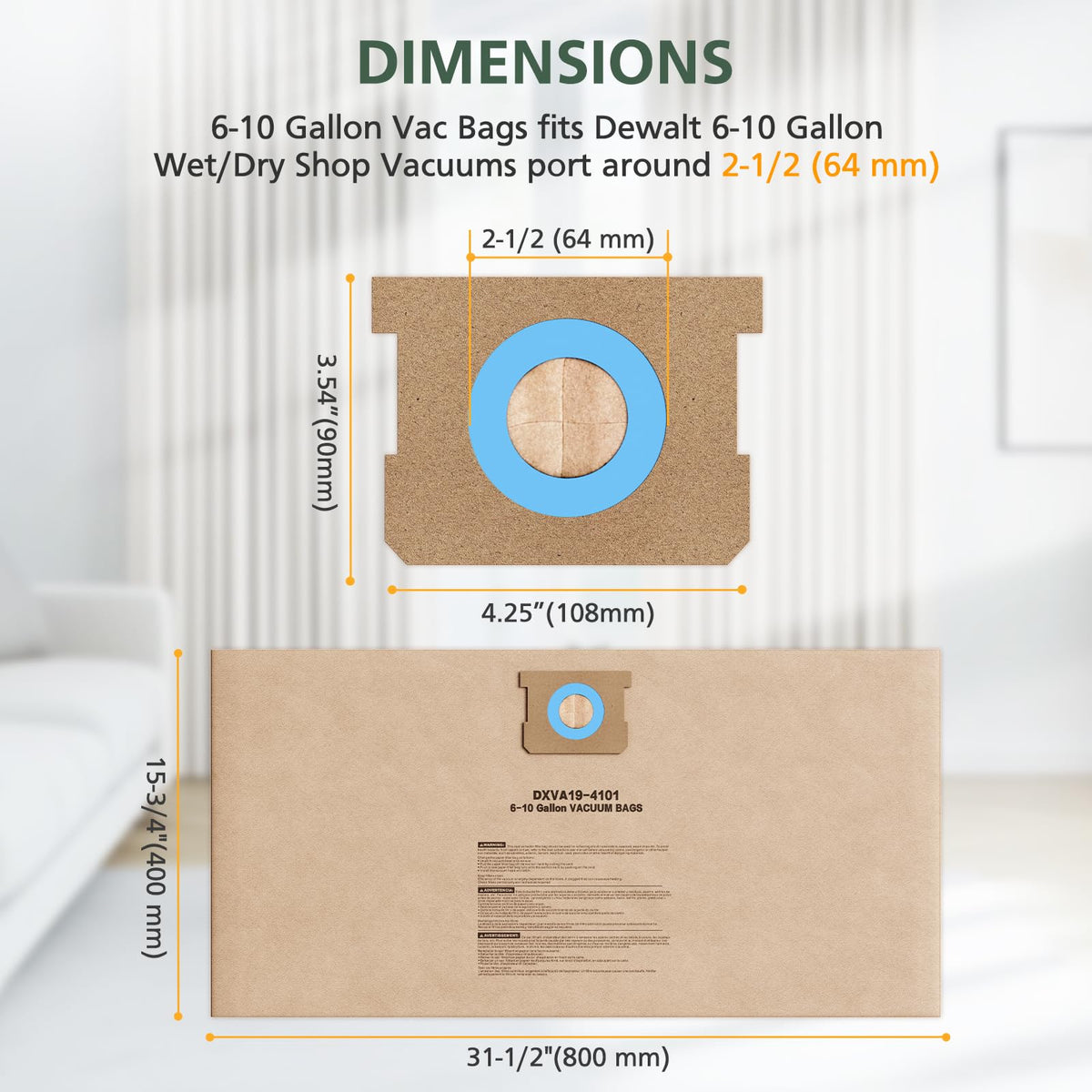 isinlive DXVA19-4101 vacuum bags for DEWALT DXV10S model with double-layer protection