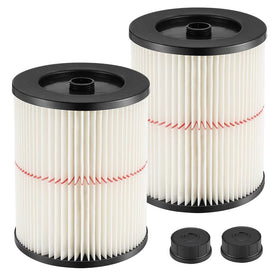 Isinlive red stripe vacuum filter front view, compatible with Craftsman vacuums for dry debris